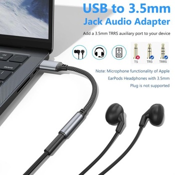 Oumida USB na 3,5mm jack adaptér, externí zvuková karta USB A na AUX stereo aux, 3,5 mm,