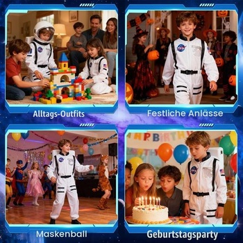 Detský kostým astronauta, biely, unisexový overal astronauta s vreckami, kostým bieleho vesmíru,