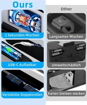 Automatická elektrická míchačka karet Sentoo – 2000mAh dobíjecí USB-C, nízká hlučnost – zamíchá 1–2
