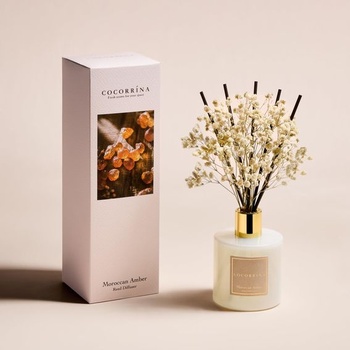 COCORRÍNA Vôňa do izby 200ml s 8 trstinkami, marocký jantár, prírodné esenciálne oleje pre