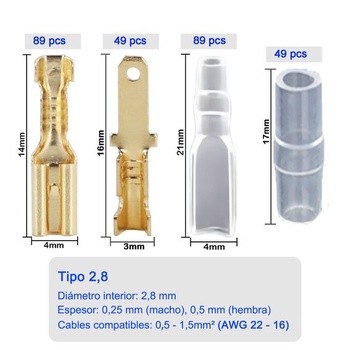 276dielna sada káblových konektorov, 2,8 ks elektrických krimpovacích svoriek, 0,5-1,5 mm², zástrčky