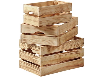 Dekoratívny box, borovica 40 x 30 x 23 cm, set 4 ks - N