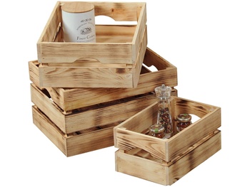 Dekoratívny box, borovica 40 x 30 x 23 cm, set 4 ks - N