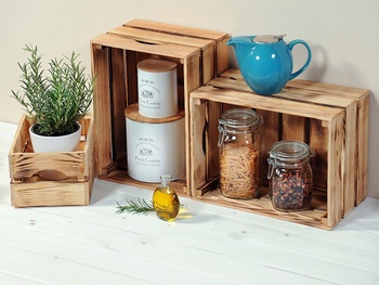 Dekoratívny box, borovica 40 x 30 x 23 cm, set 4 ks - N