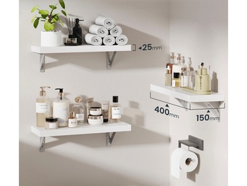 Súprava 3 nástenných políc AW1W-3, 400 × 150 × 25 mm, biele - N