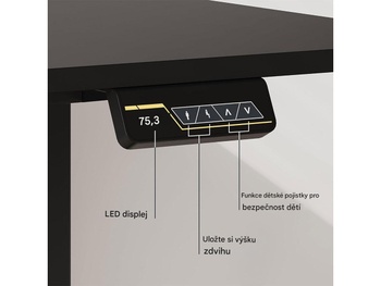 Výškovo nastaviteľný stôl FQ1B-1660-EUV2 black, 160 x 60cm, čierny - N