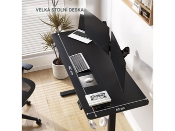 Výškovo nastaviteľný stôl FQ1B-1660-EUV2 black, 160 x 60cm, čierny - N