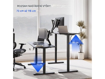 Výškovo nastaviteľný stôl FQ1B-1660-EUV2 black, 160 x 60cm, čierny - N