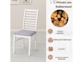 Jedálenská stolička KC58817WH s polstrovaným sedákom, 2 kusy, bielo/sivé - N