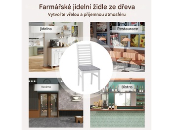 Jedálenská stolička KC58817WH s polstrovaným sedákom, 2 kusy, bielo/sivé - N