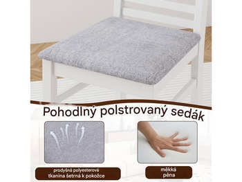 Jedálenská stolička KC58817WH s polstrovaným sedákom, 2 kusy, bielo/sivé - N
