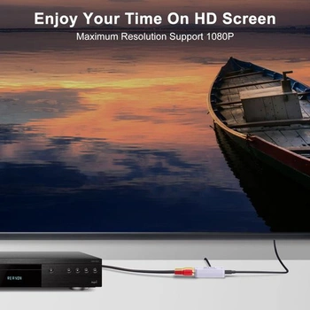 Adaptér RCA na HDMI, 1080P RCA kompozitní CVBS AV na HDMI bílý