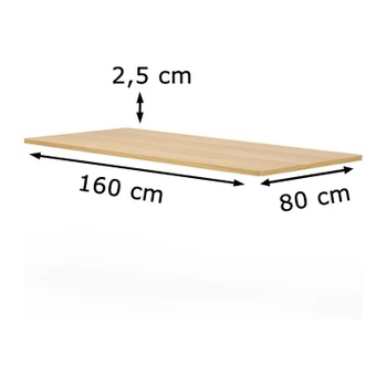Stolová doska FDT1608-Maple obdĺžniková, 160 x 80 cm - N