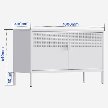 Úložná skříňka s dvojitými dveřmi CB10-H-W-V2, 100 x 40 x 64 cm, bílá - N