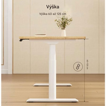 Výškovo nastaviteľný stôl E8W-EUV3, bez dosky, biely - N