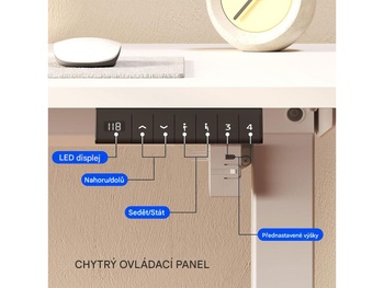Nastaviteľný elektrický stôl QE1W-1460-EUV1, 140 x 60 cm, biely - N