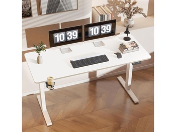 Nastaviteľný elektrický stôl QE1W-1460-EUV1, 140 x 60 cm, biely - N