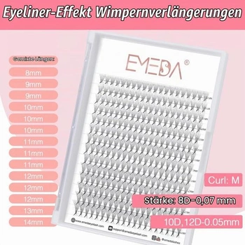 10D Objemové prodloužení řas M Kudrlinky 0,05 mm Smíšené 8-14 mm Efekt oční linky Prodlužování řas