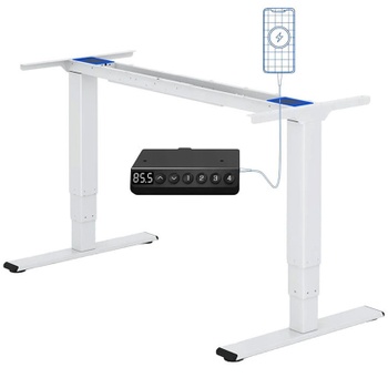 Elektricky nastaviteľný stôl EC5W-Plus-EU, 60-125 cm, bez dosky, biely - N
