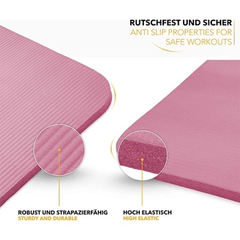 Fitness podložka, 185 x 60 x 1,5 cm, ružová - N