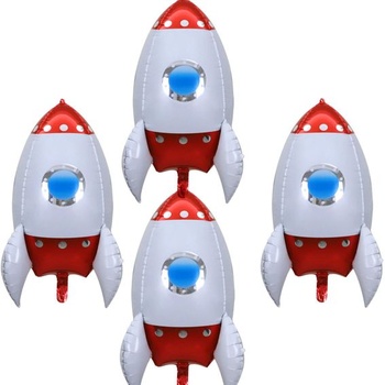 4 fóliové balóniky v tvare rakety, 4D balóniky v tvare rakety pre deti, héliové fóliové balóniky vo