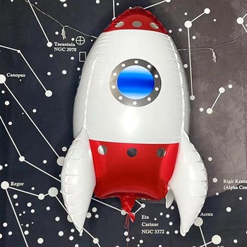 4 fóliové balóniky v tvare rakety, 4D balóniky v tvare rakety pre deti, héliové fóliové balóniky vo