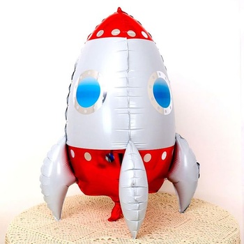 4 fóliové balóniky v tvare rakety, 4D balóniky v tvare rakety pre deti, héliové fóliové balóniky vo