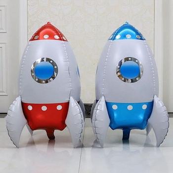 4 fóliové balóniky v tvare rakety, 4D balóniky v tvare rakety pre deti, héliové fóliové balóniky vo