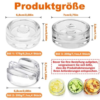 4 fermentační závaží o průměru 7 cm, skleněná závaží na kvašení s širokým otvorem, skleněná