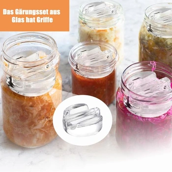 4 fermentační závaží o průměru 7 cm, skleněná závaží na kvašení s širokým otvorem, skleněná