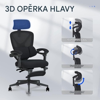 Ergonomická kancelárska stolička OC4B black, s náklonom 135 °, čierna - N