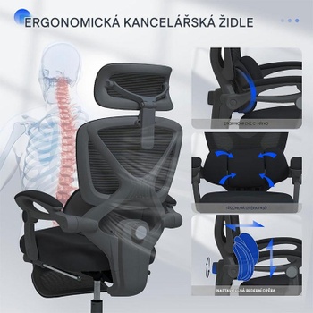 Ergonomická kancelárska stolička OC4B black, s náklonom 135 °, čierna - N