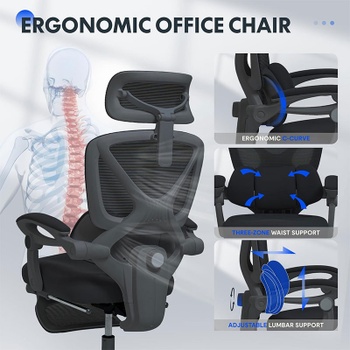 Ergonomická kancelárska stolička OC4B black, s náklonom 135 °, čierna - N