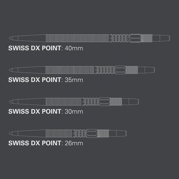 Špičky na šípky Target Darts Swiss Point DX (súprava 3 ks) – 26 mm/30 mm/35 mm/40 mm –