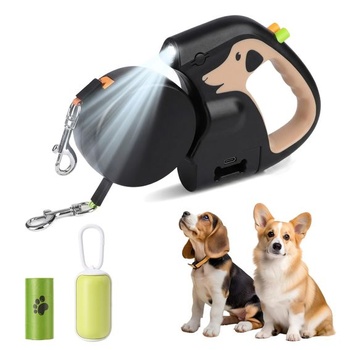Dvojité vodítko 3M pre 2 psy - 10 kg predĺžiteľné, nosnosť 10 kg, naťahovacie vodítko s držiakom na