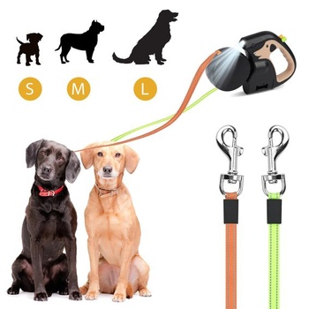 Dvojité vodítko 3M pro 2 psy - 10 kg prodloužitelné, nosnost 10 kg, natahovací vodítko s držákem na