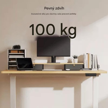 Výškovo nastaviteľný stôl E5W-EUV2, 4 pamäťové sloty, bez dosky, biely - N
