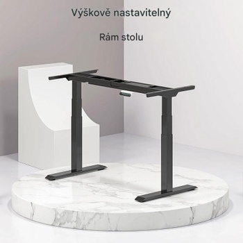 Výškovo nastaviteľný stôl E6B-EU2, nosnosť 160 kg, bez dosky, čierny - N