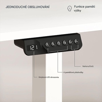 Elektrický nastaviteľný stôl QB2W-1670-EUV1, 160 x 70 cm, biely - N