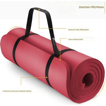 Fitness podložka na jógu, 185 x 60 x 1,5 cm, červená - N