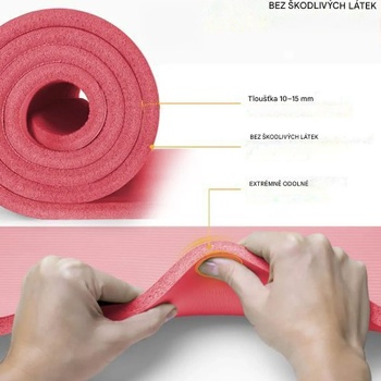 Fitness podložka na jógu, 185 x 60 x 1,5 cm, červená - N