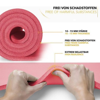 Fitness podložka, 185 x 60 x 1,0 cm, červená - N