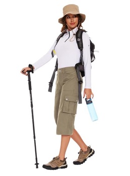 Dámské capri kalhoty Moosehill, 3/4 délka: Lehké, Prodyšné, XS, Khaki