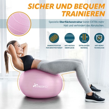 Fitness lopta s pumpou, priemer 75 cm, ružová - N