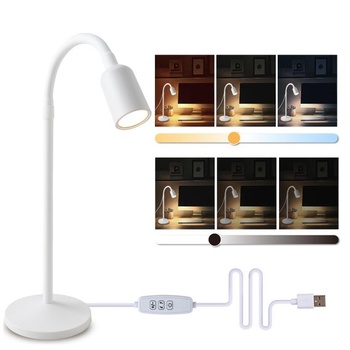 LED stolná lampa, stmievateľná USB – flexibilná čítacia lampa s 3 farebnými režimami a funkciou pamäte,
