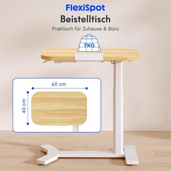 Stolík s výškovo nastaviteľným otočným podnosom H5M-6040-EU, javor/biely - N