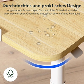 Stolík s výškovo nastaviteľným otočným podnosom H5M-6040-EU, javor/biely - N