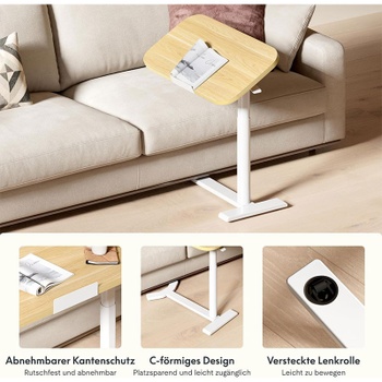 Stolík s výškovo nastaviteľným otočným podnosom H5M-6040-EU, javor/biely - N