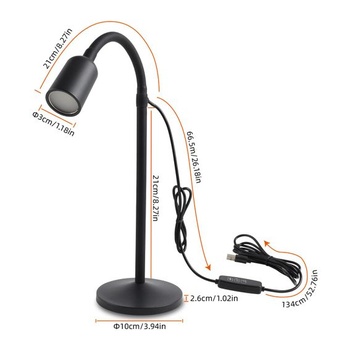 LED stolná lampa, stmievateľná USB – flexibilná čítacia lampa s 3 farebnými režimami a funkciou pamäte,