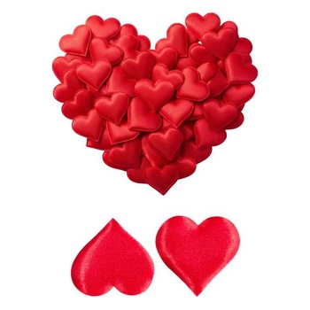Dekoratívne srdiečka v tvare srdca, 100 kusov, 3,5 cm, červená, na Valentína, zásnubné a svadobné